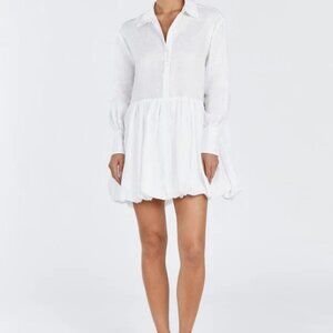 DISSH VIOLET WHITE LINEN MINI DRESS - Size 4US - NWT